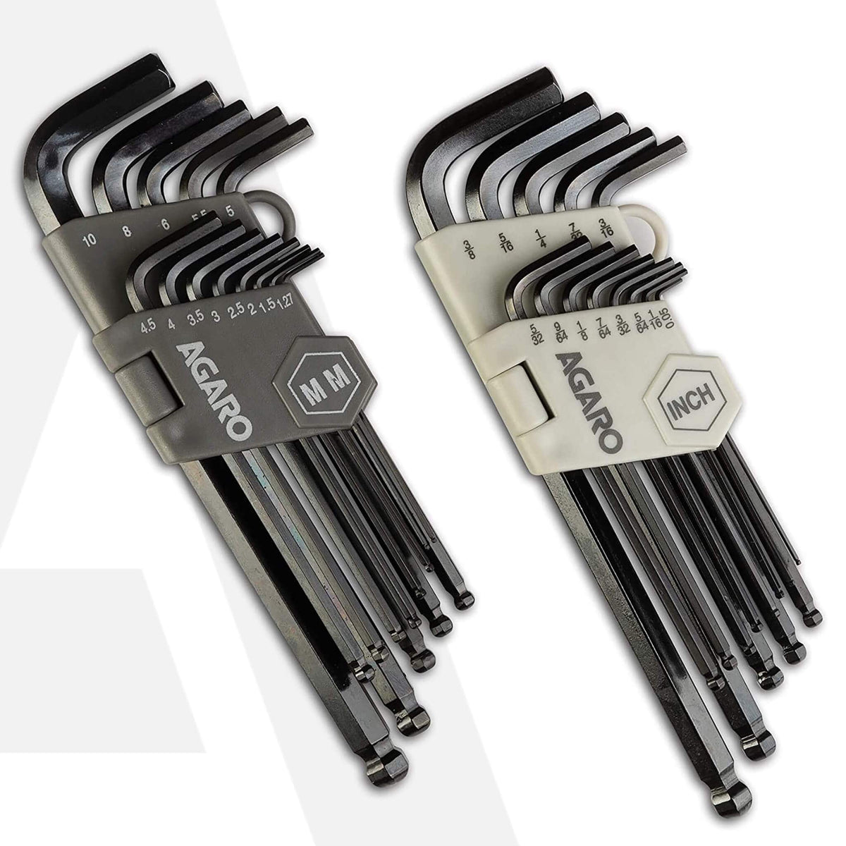 26pcs Hex Allen Key Wrench Set - Inch/MM With Ball End, Black