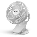 Regal Portable Clamp Fan | Rechargeable USB-C Compatible Table Fan with 3 Speeds, Multi-Clip Function, 3400 RPM & 5 Hours Runtime | 5-Inch Quiet Mini Fan for Home, Office, Car & Kitchen | White