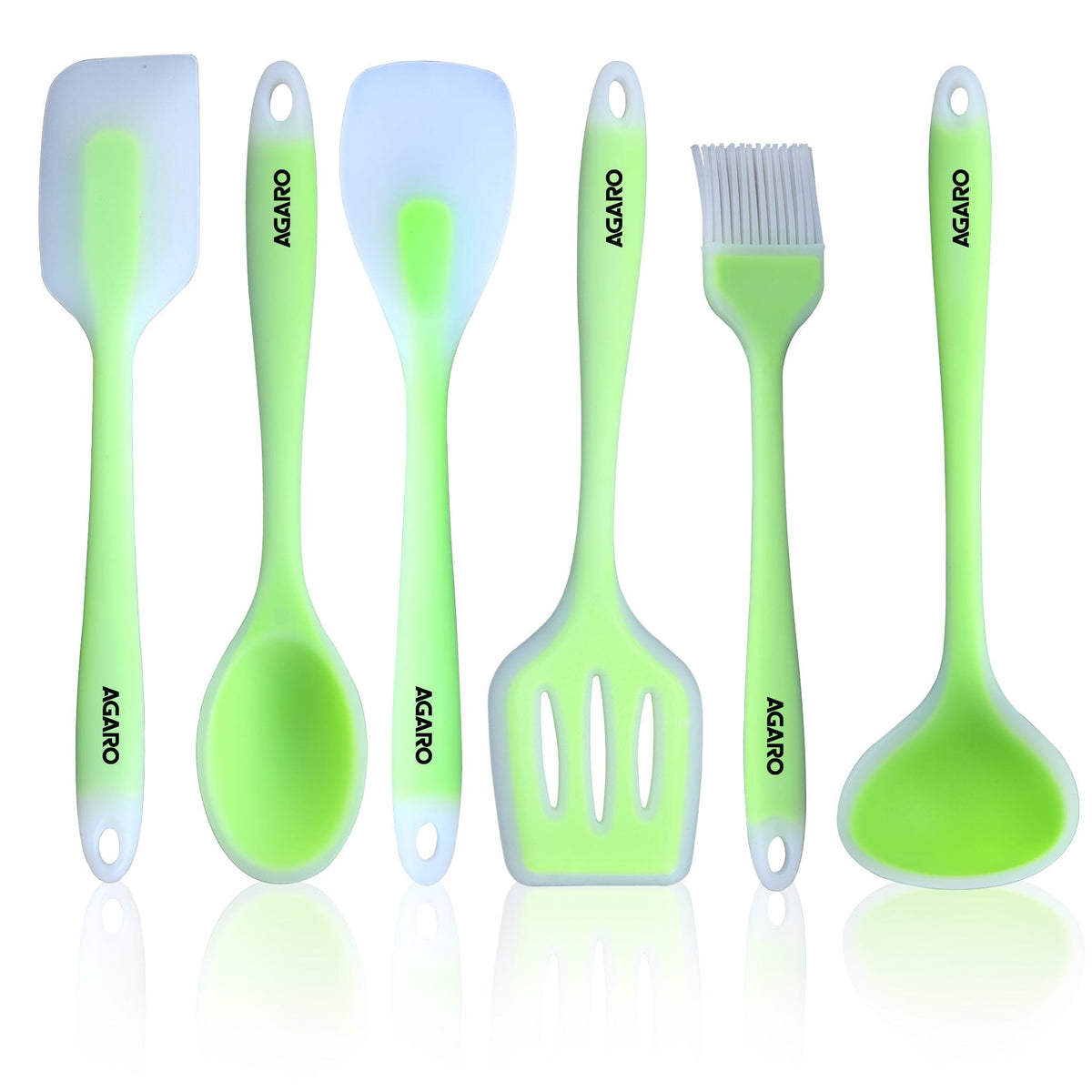 Deluxe Silicone Spatula Set of 6, Green