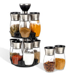 Elegant Glass Spice Jar with Holder, Set of 12, Spinning Spice Storage Rack, Rotating Spice Holder, Spice Containers, Spice Seasoning Organizer, Masala box for Kitchen, Kitchen Storage Rack