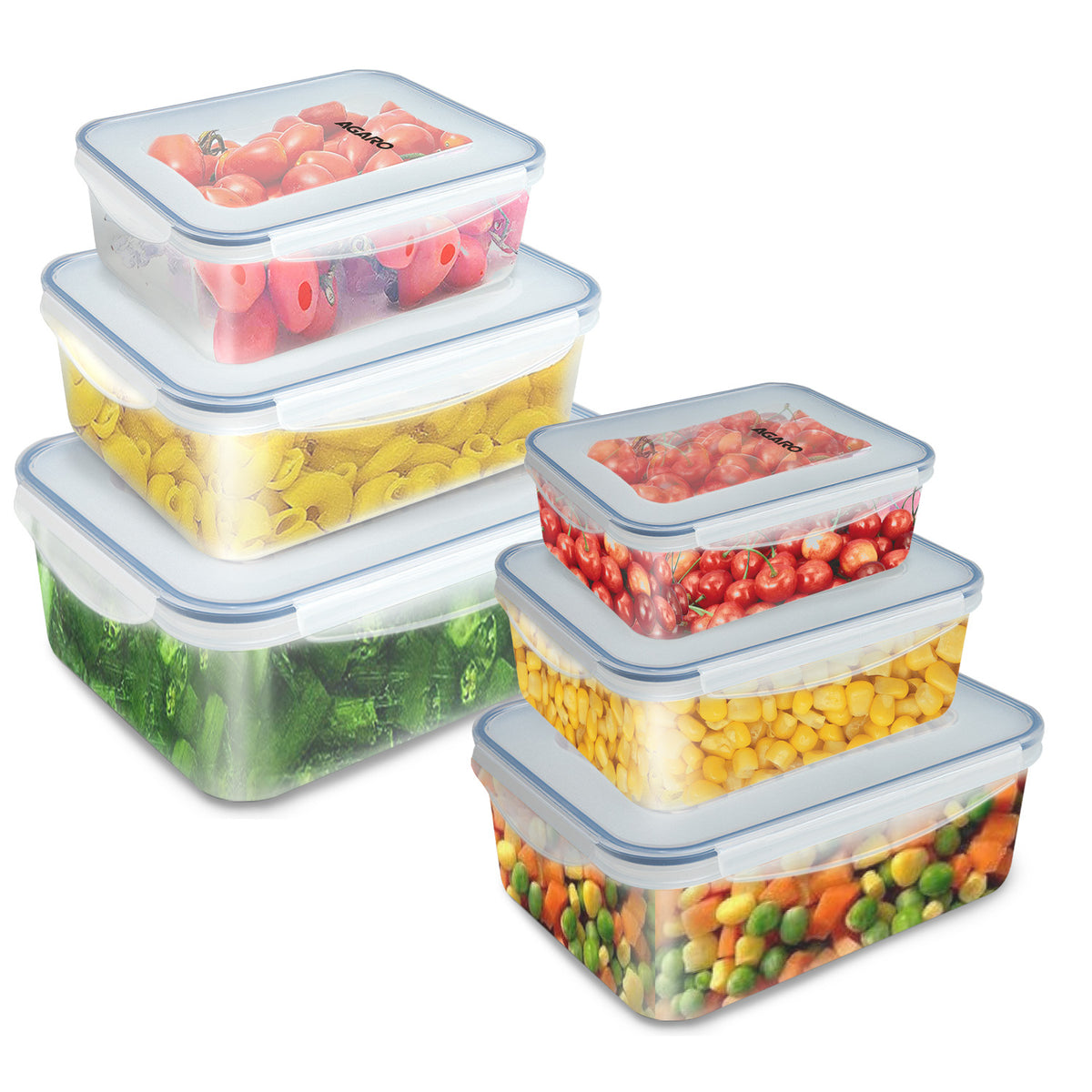 AGARO Food Storage Container With Lid, Multipurpose, Set of 6 – Agaro