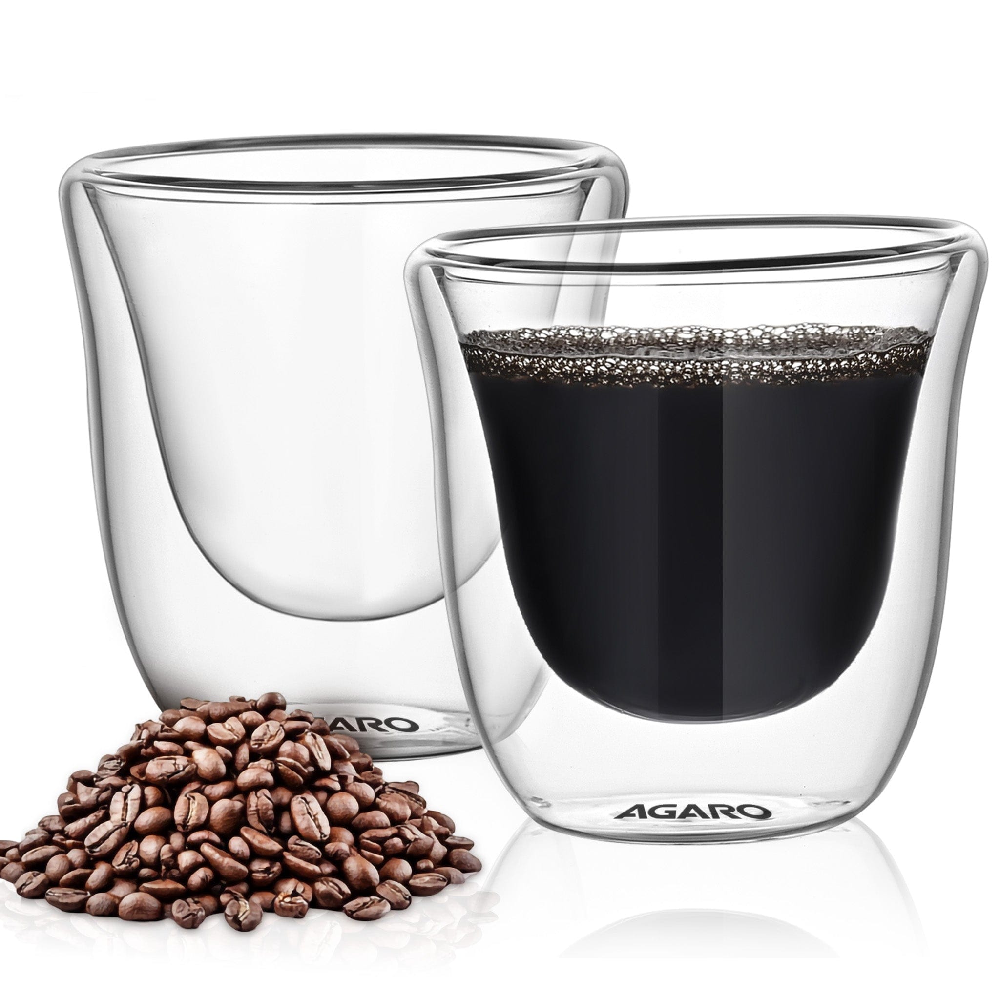 Elite Double Wall Glass Espresso Cups 80ml, Pack of 2 | Premium Borosilicate, Heat Resistant, Ideal for Coffee, Tea, Latte, Microwave & Dishwasher Safe