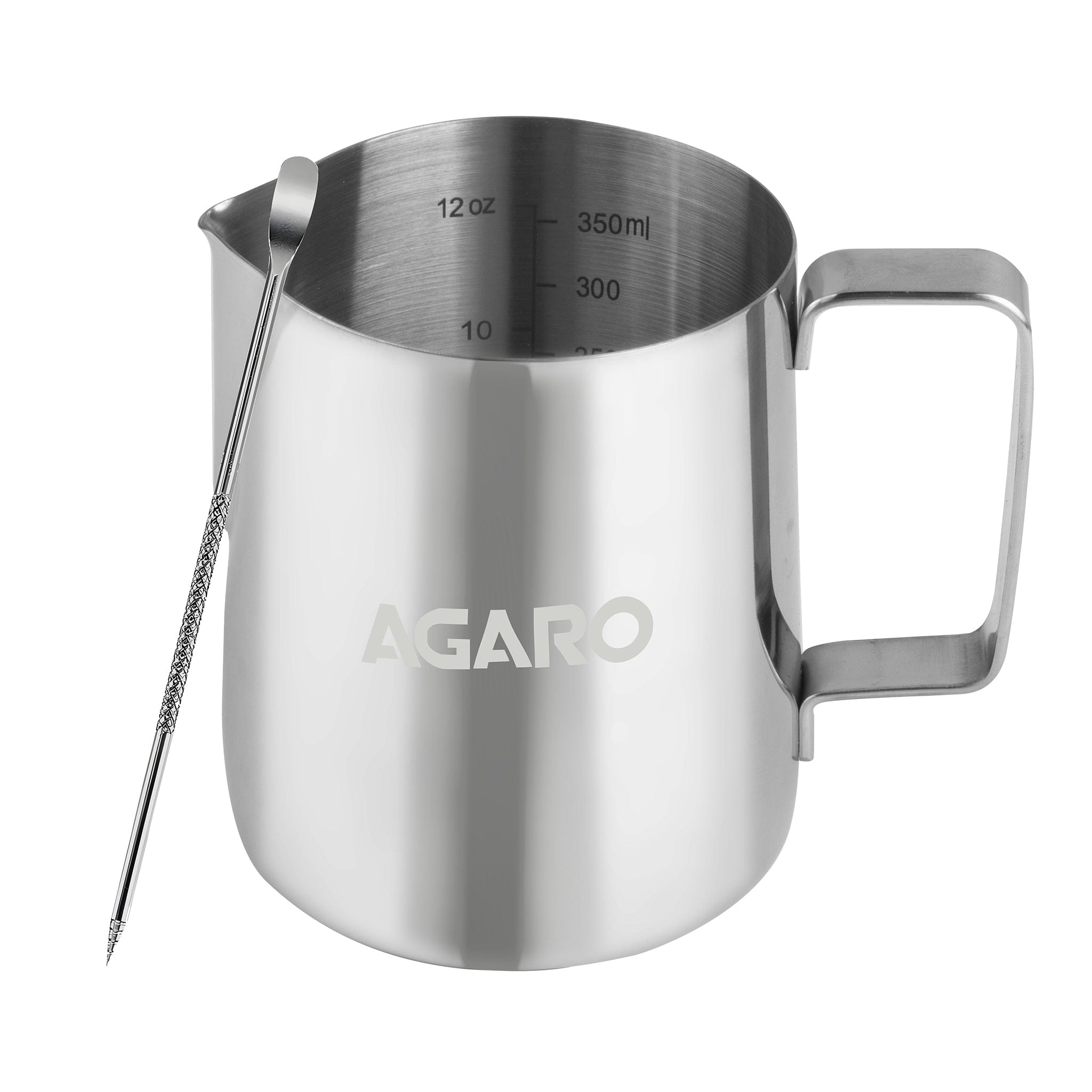 Milk Frothing Pitcher – 350ml Stainless Steel Coffee Jug with Latte Art Pen | Durable 304 Steel Espresso Pitcher for Milk Frothing, Cappuccino & Barista Tools