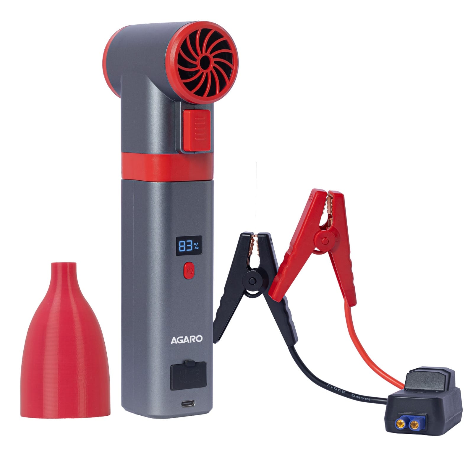 Galaxy 2-in-1 Air Blower & Jump Starter, 12V Engine Booster with 130,000 RPM Brushless Motor, 8000mAh Rechargeable Battery, Type-C Fast Charging & Smart Digital Display for Cars & Home