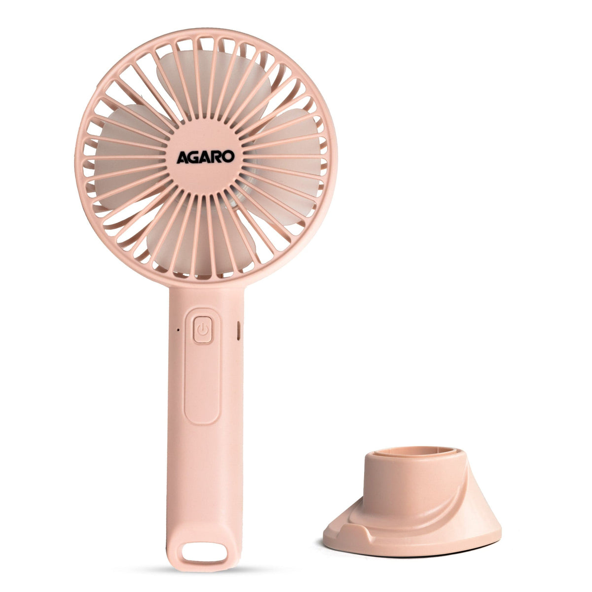 Elite Mini Fan,  4 inches, Rechargeable Lithium-Ion with 2600 mAh Battery, 3 Speed Option, Handheld and Table Dock Fan for Home, Kitchen, Office Desk, High Speed, Pink