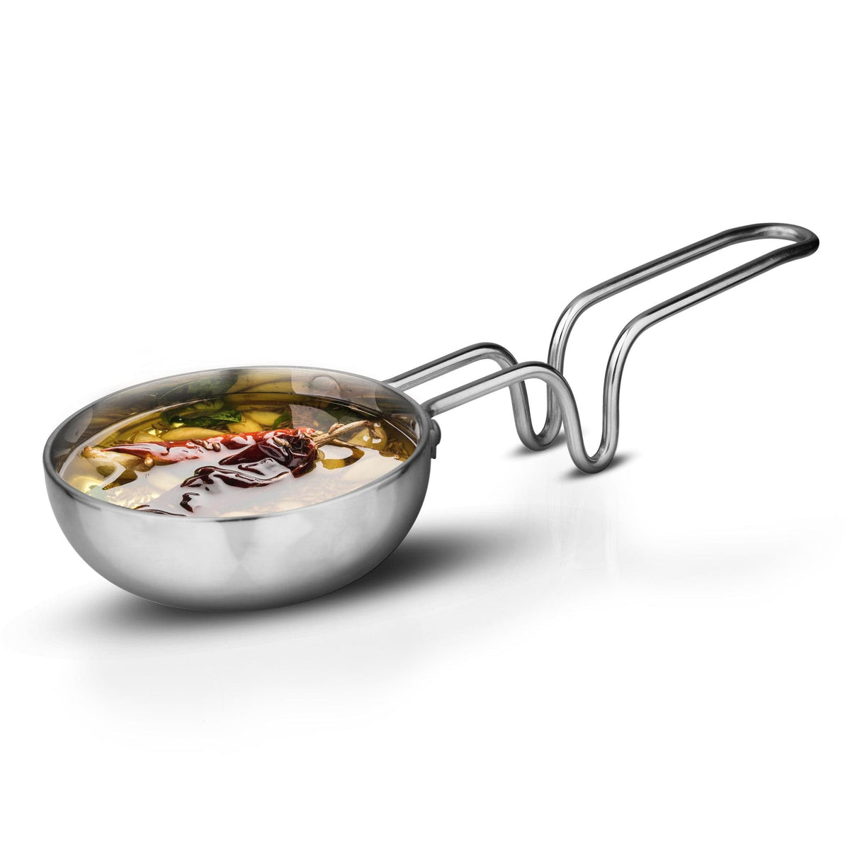 Stainless Steel Regency Triply Tadka Pan, 250 ml Capacity, 11 cm Diameter, 2.5 mm Thick Body, Induction & Gas Compatible, Riveted Handle, Silver