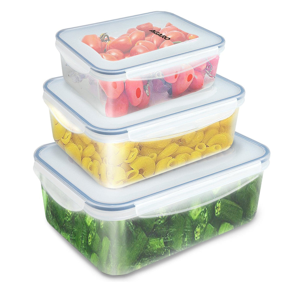 Airtight  Container, Food Storage Container With Lid, Multipurpose Kitchen Container, Rectangular Plastic Body, Leak Proof, BPA Free, Capacity 500ML, 1L, 1.5L, Set of 3