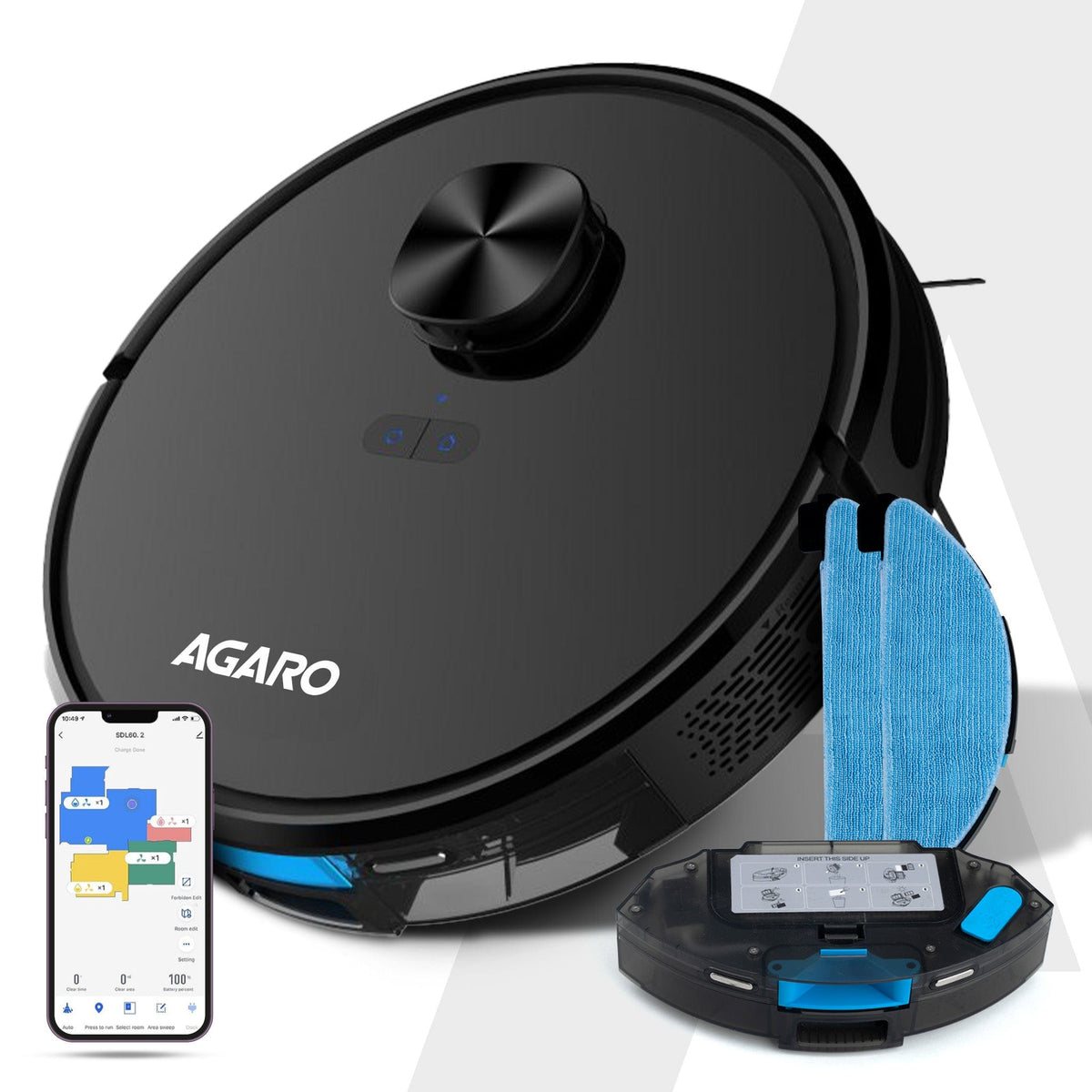 Alpha Robot Vacuum Cleaner, Brush, Dry Vacuum & Wet Mop, Automatic Cleaning, Upto 3200Pa Strong Suction, Rechargeable, App Control, Lidar Navigation, Editable Map to Clean, Hard Floor & Carpet