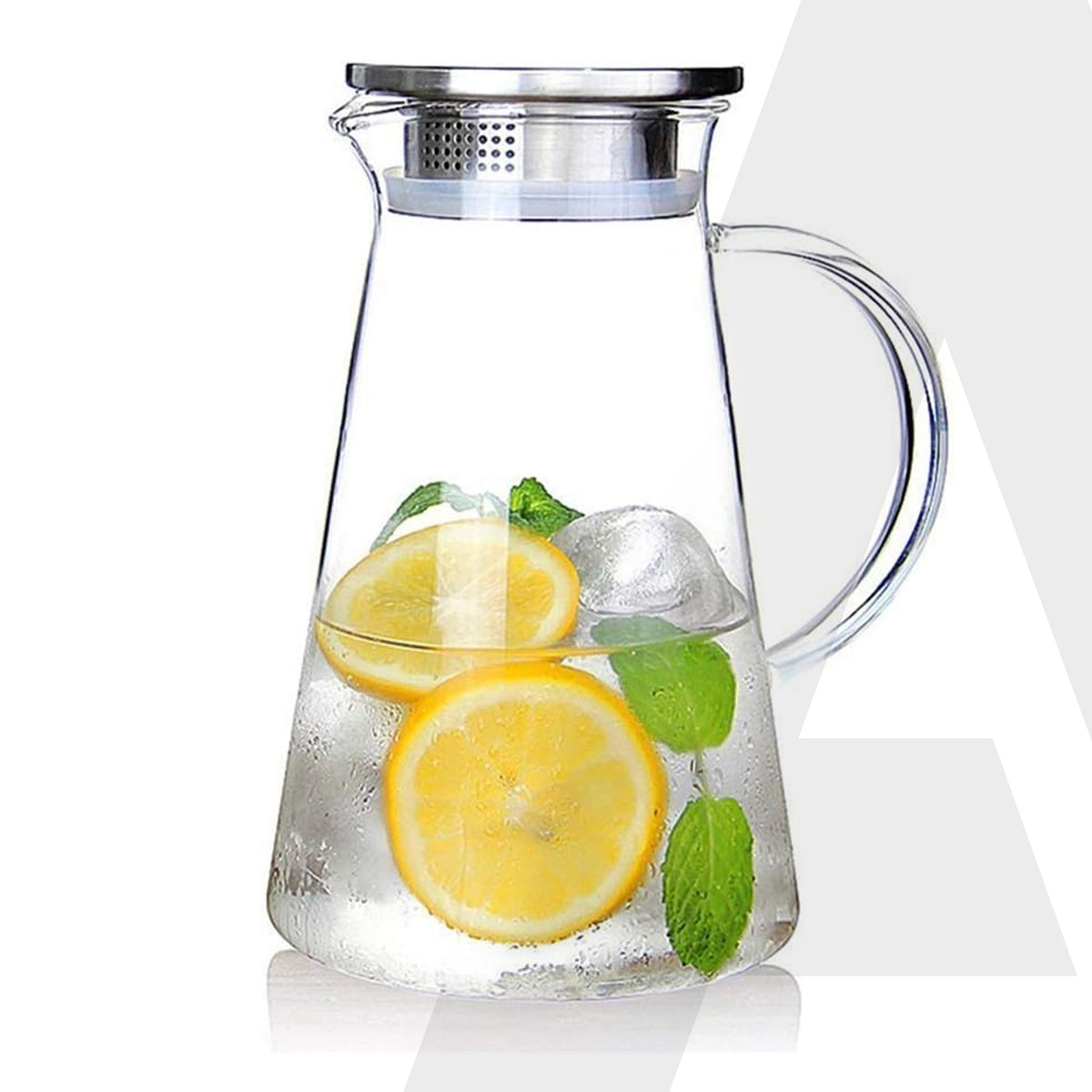 Elite Borosilicate Water Jug 1.8Ltr, Stainless Steel Air Tight lid, Ic ...