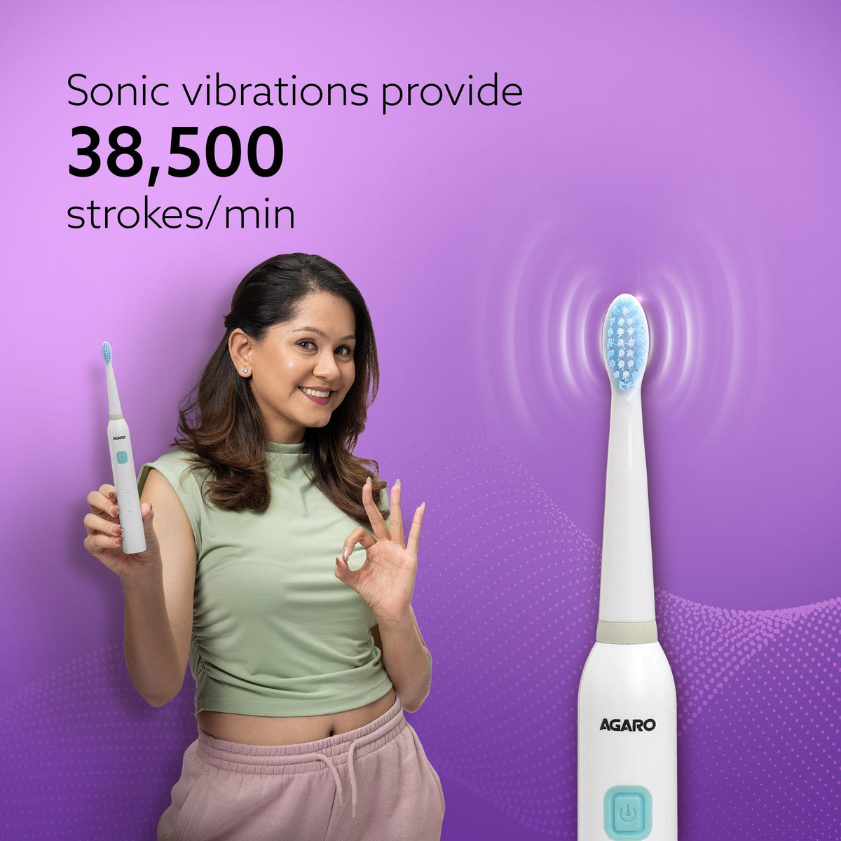 COSMIC Lite Sonic Electric Toothbrush For Adults With 6 Modes, 3 Brush Heads