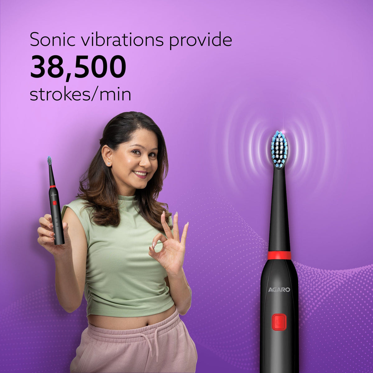 COSMIC Lite Sonic Electric Toothbrush For Adults With 6 Modes, 3 Brush Heads