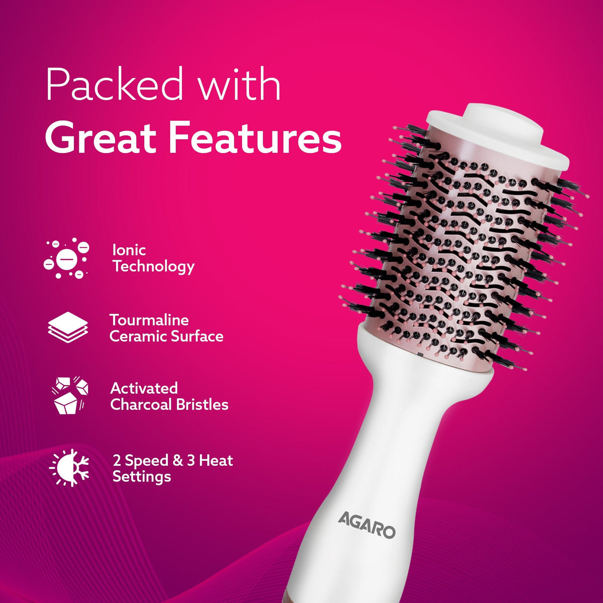 HV2179 Hot Air Brush for Hair, Blow Dryer Brush, Volumizer & Styler, 360° Airflow Vent, Oval Barrel for Hair Volume, Charcoal Bristles, Ceramic Coating Brushing Head, 1200W