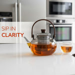 Adore Borosilicate Glass Kettle 900ml | Heat Resistant, Durable Clear Glass, Stovetop & Microwave Safe, Ideal for Tea, Coffee, Water & Hot Beverages