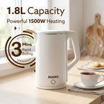 Elegant Electric Kettle, 1.8L, Double Layered Kettle, White