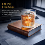 Elegant Whiskey Glass, Set of 6, 325ML, Ribbed Design, Crystal Clear,  Perfect for Scotch, Whisky, Bourbon, Liquor, Wine, Cocktail Drinks , Stylish Design