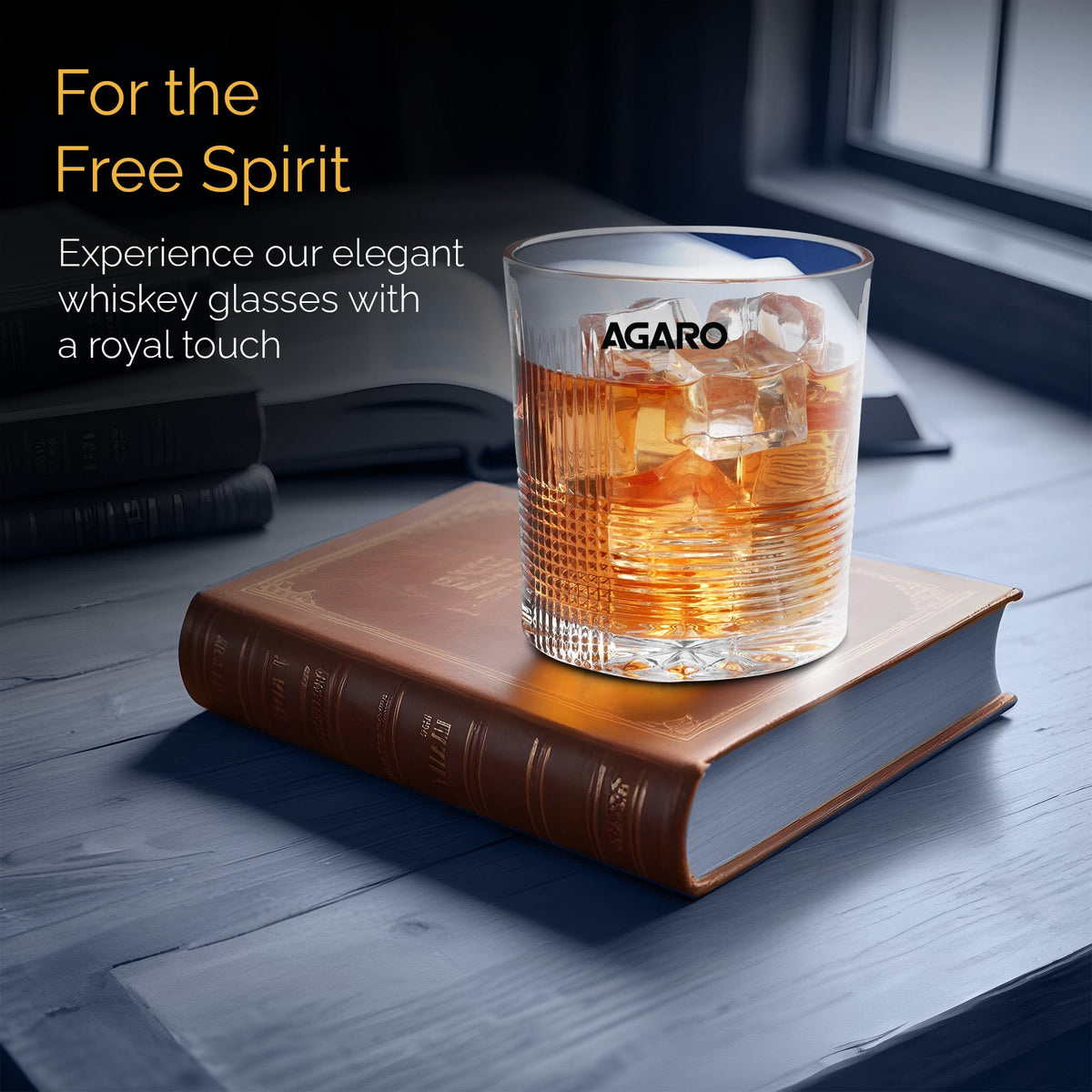 Elegant Whiskey Glass, Set of 6, 325ML, Ribbed Design, Crystal Clear,  Perfect for Scotch, Whisky, Bourbon, Liquor, Wine, Cocktail Drinks , Stylish Design