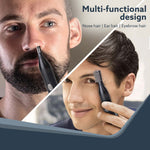 Nose & Ear Hair Trimmer, Eyebrow Trimming, Rechargeable, Stainless Steel Blade, Face Grooming, Men Women