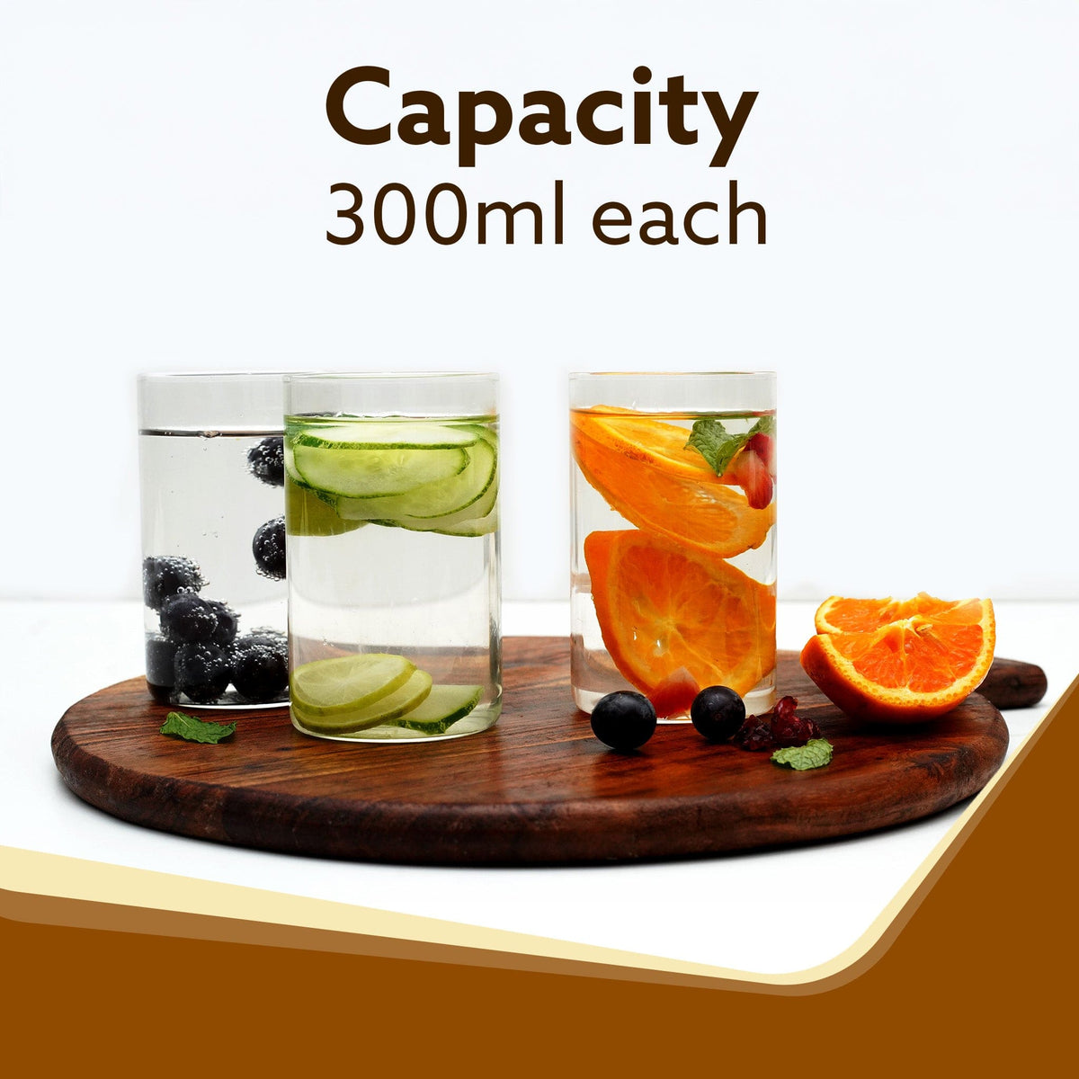 Elite Borosilicate Glass Tumbler, Serves Water, Cold Drinks, Juice, Milk, Pack of 6, 300 ml,  Flame Proof Glasses, Microwave & Dishwasher Safe, Transparent