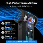 Electric Air Duster, Powerful 120000 RPM Cordless Mini Blower with 4-Speed Settings, Digital Display & 5200 mAh Battery | Dust Cleaner for Computer, Laptop, Keyboard, Car & Home Cleaning, AD1771