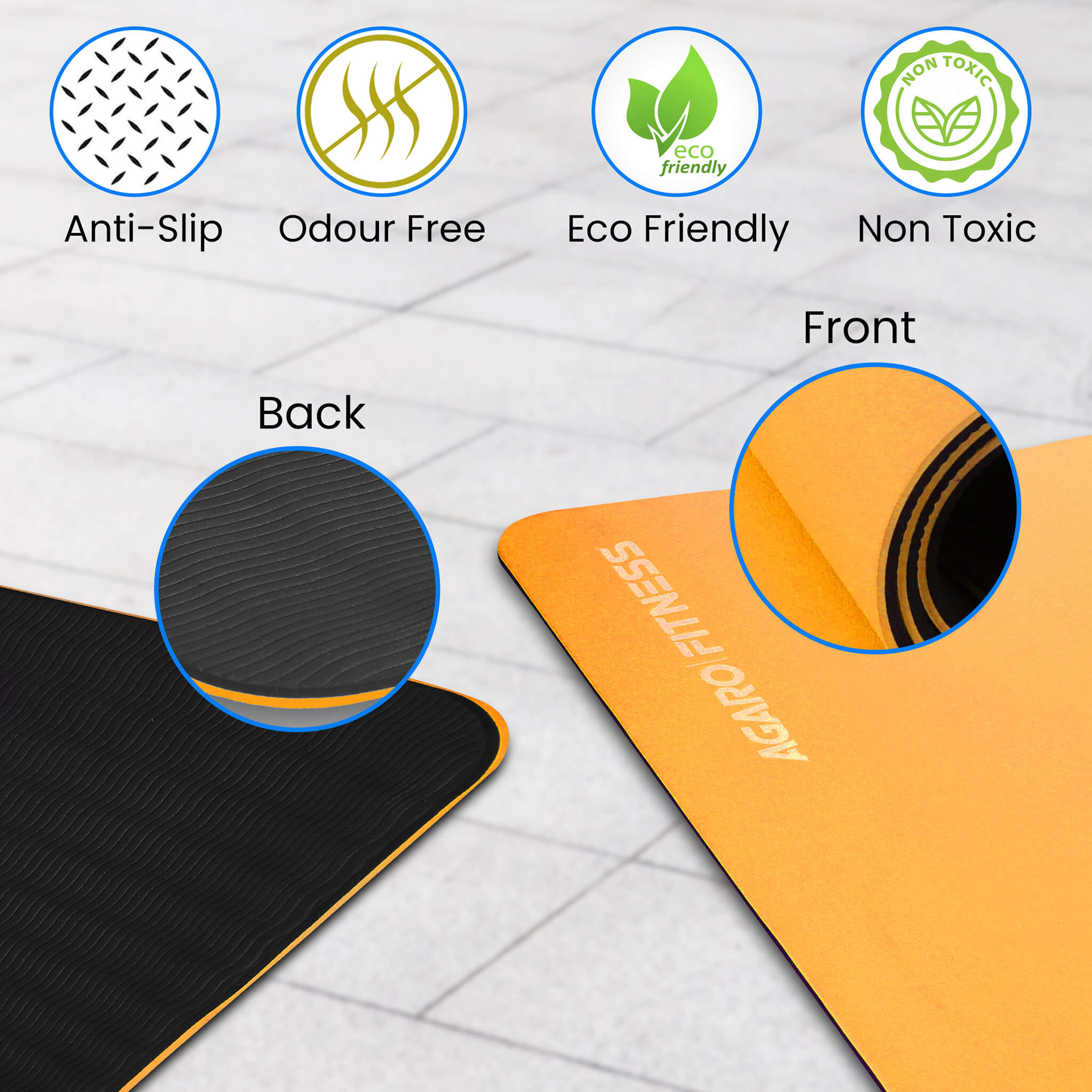 Ultra Thin Portable Proiron Yoga Mat Waterproof, Durable, Non Slip
