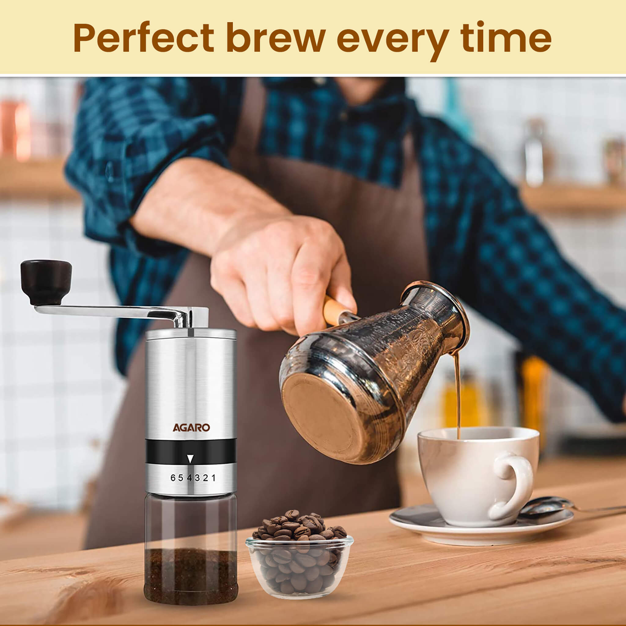 AGARO Supreme Coffee Grinder, Conical Burr Grinder, 31 Grinding Settings,  Pulse Mode, Adjustable Digital Timer, Single Dose Grinder for Espresso