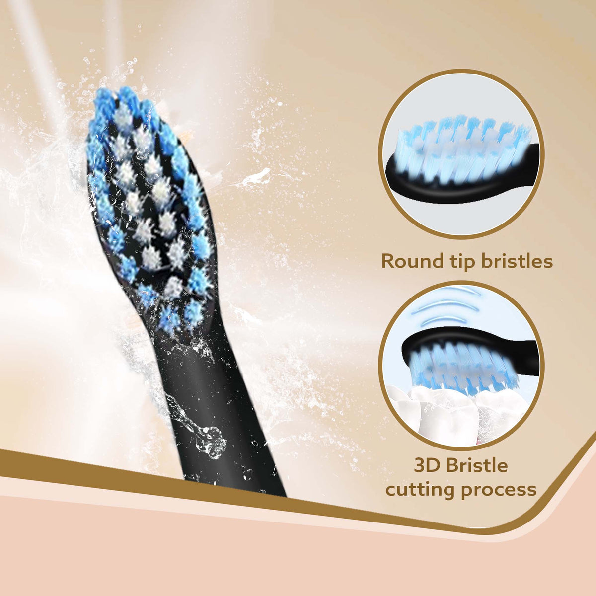 Cosmic Lite Refill Pack 4+1 pcs, Nylon Bristles, Washable, Black