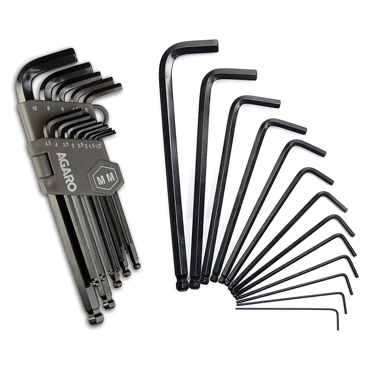 26pcs Hex Allen Key Wrench Set - Inch/MM With Ball End, Black