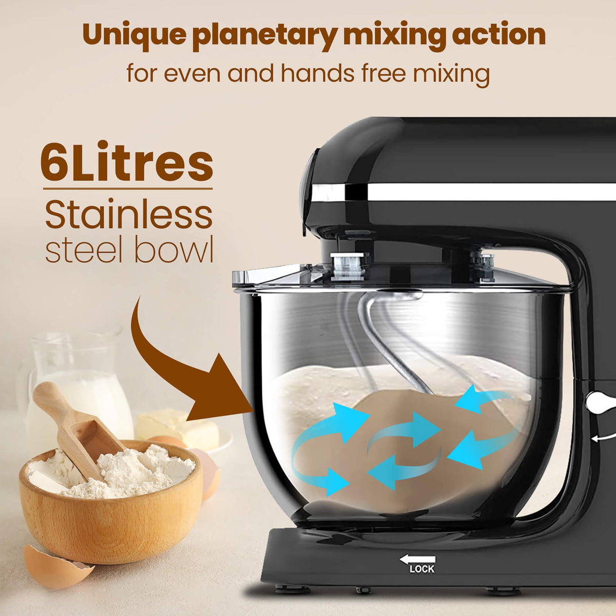 Regency Stand Mixer for Dough 1400W Black AGARO Agaro