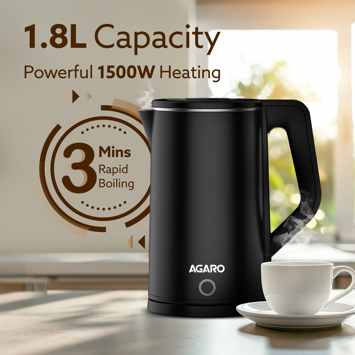Elegant Electric Kettle  - 1.8L - Black |  Buy Electric Kettles Online in India at Best Price