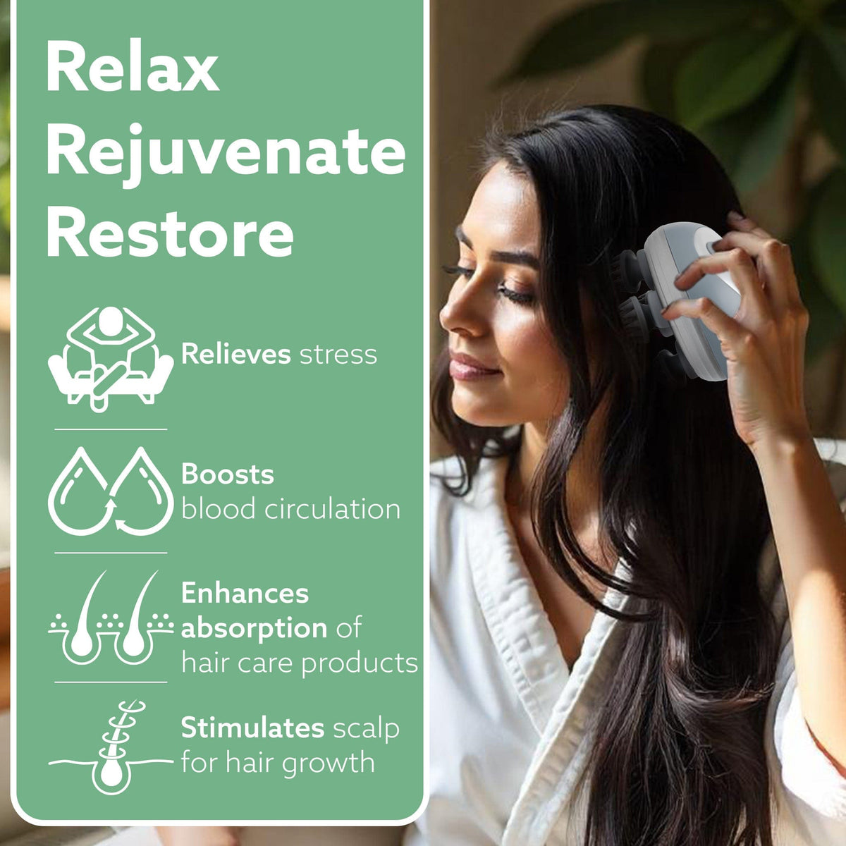 Scalp Massager, Rechargeable Electric Head Kneading Massager, 3 Speed Modes, Handheld Portable Head Scratcher Massager for Hair Growth, Deep Clean & Stress Relax, SM3675,White