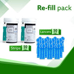 AGARO Blood Glucose Test Strips & Lancets, 50pcs each, Instant Blood Sugar Test at Home, Glucometer Machine, Blood Glucose Monitoring Device, Fast Blood Sugar Testing, Simple & Accurate, GLS-76