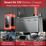 Car Battery Charger, 12V, 5A, Fully Automatic, Smart Car & Bike Battery Charger & Maintainer, Pulse Repair, LCD Display, Temperature Control, for AGM, Gel, Calcium & Wet Lead-Acid Batteries