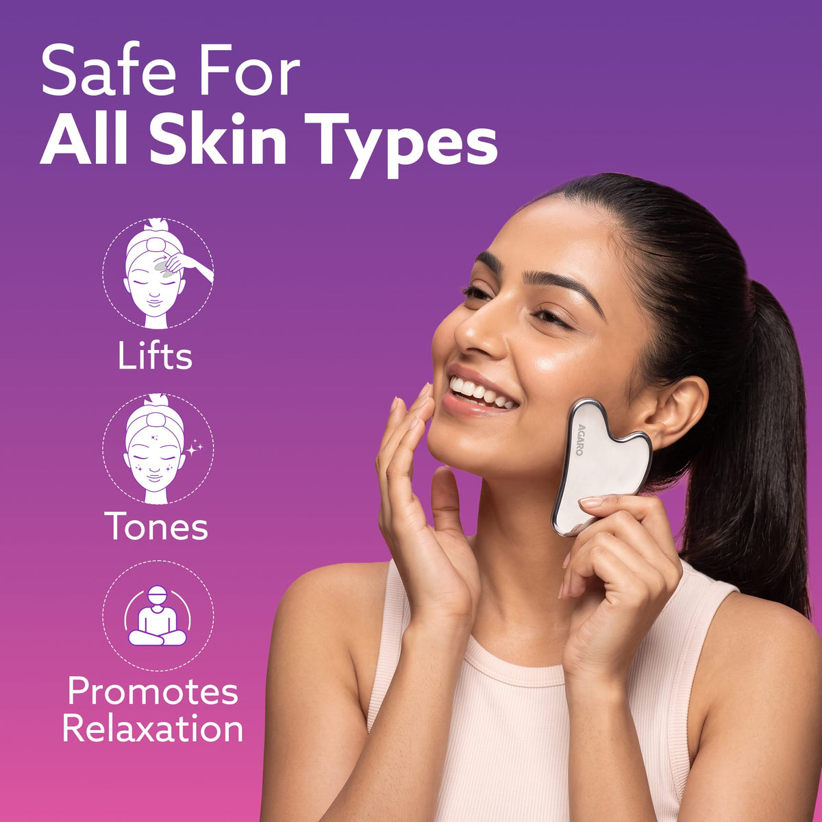 Premium Stainless Steel Gua Sha Tool – Facial Massager for Face, Neck & Eyes, Tightens Skin, Reduces Wrinkles & Relaxes Muscles, improve circulation, reduce puffiness, enhance skin elasticity