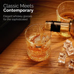 Elegant Whiskey Glass, Set of 6, 325ML, Crisscross Design, Crystal Clear, Perfect for Scotch, Whisky, Bourbon, Liquor, Wine, Cocktail Drinks , Stylish Design