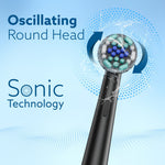 Cosmic Oscillating Electric Tooth Brush for Adults, Nylon Soft Bristles, Replaceable Brush Head, Rechargeable, Power Oscillating Toothbrush, Black