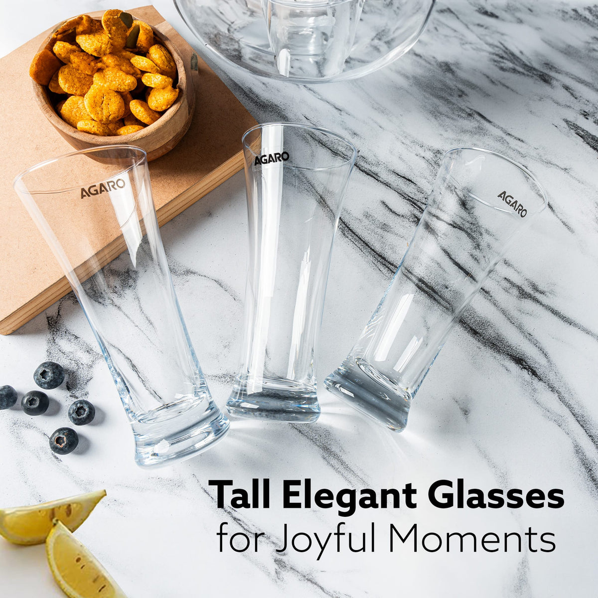 Elegant Pilsner Highball Glass, 330ml Each, Set of 6
