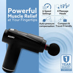 Primo Gun Massager, 4 Heads, 6 Speed, Rechargeable, Handheld, Deep Tissue Muscle Massager for Full Body Relief, Muscle Relaxation of Neck, Shoulder, Back, Foot for Men & Women, Black.