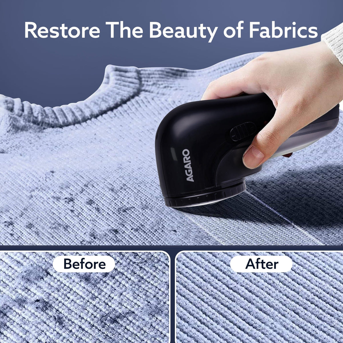 2417 Lint Remover, Electric Fabric Shaver, Rechargeable, Stainless Steel Blades