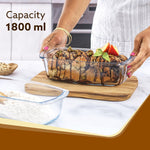 Elite Glass Loaf Tray Rectangular, 1800ml, Bake Safe, Oven Safe, Glass Dish Tray, Borosilicate Glass Tray, Serving Tray,  Microwave Oven Safe, Kitchen, Food Serving, Transparent