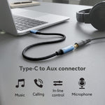Type-C to 3.5mm Aux Female Converter with Built-in DAC, Hi-Res Durable Audio Adapter, Supports Mic & Calls, Compatible with iPhone 15 & above, Mobile, Laptops, Plug & Play USB-C to AUX Adapter
