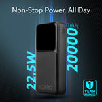 Imperial Power Bank 20000 mAh, 22.5W Power Delivery for Smartphones, Portable, USB C & Micro Input, USB A1,A2 & C Output, Fast Charge Technology for Tablets, Headphones and Hi-Powered Devices