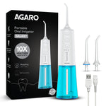 Galaxy Oral Irrigator, Portable, Cordless, Rechargeable, 3 Cleaning Modes, 6 Pressure Levels in Each Mode, IPX7 Waterproof, 230ml Water tank, Flossing at Home & Travel, White & Blue