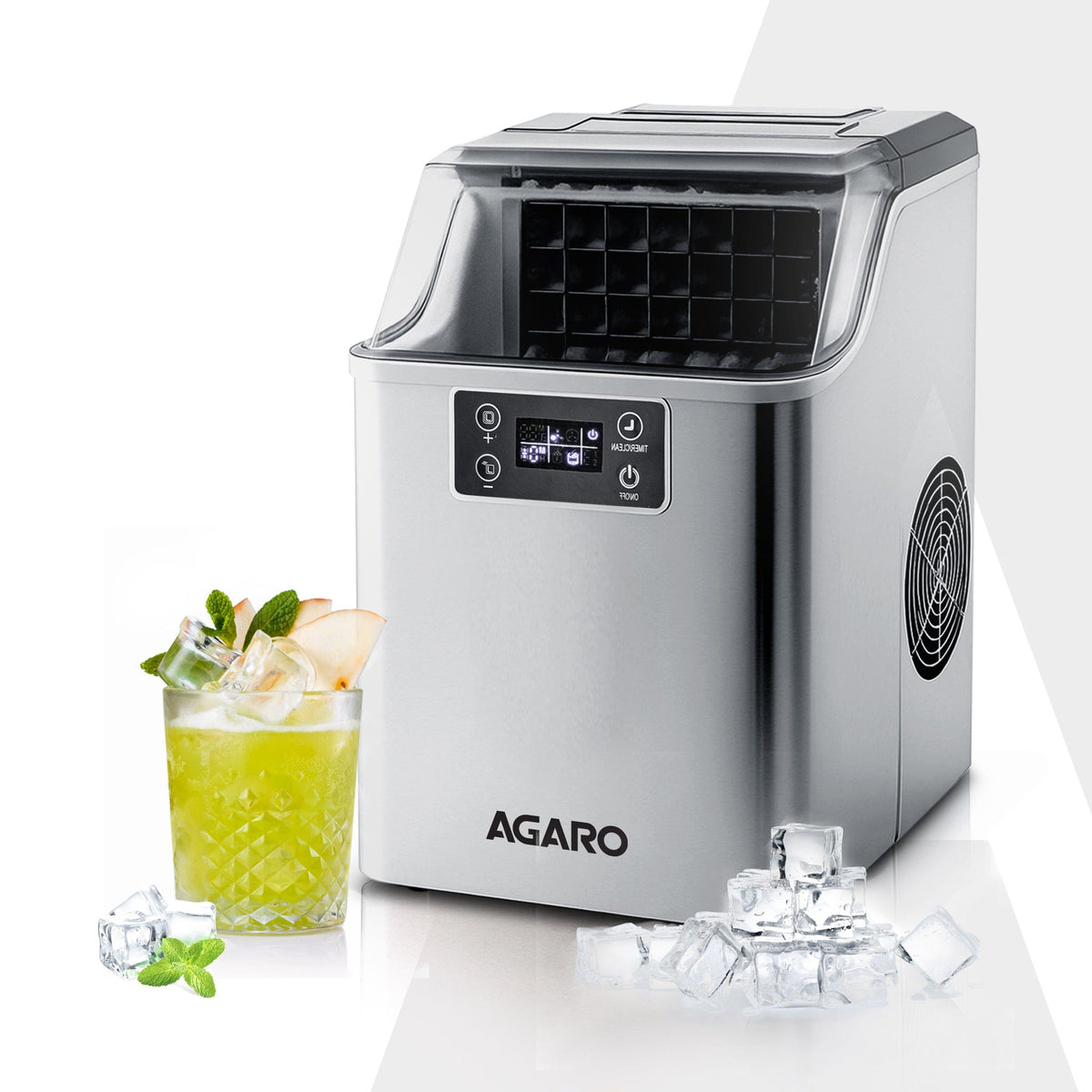 Galaxy Ice Maker, Compact Ice Maker, 3.2L water Tank, Cube ice, Stainless Steel Body