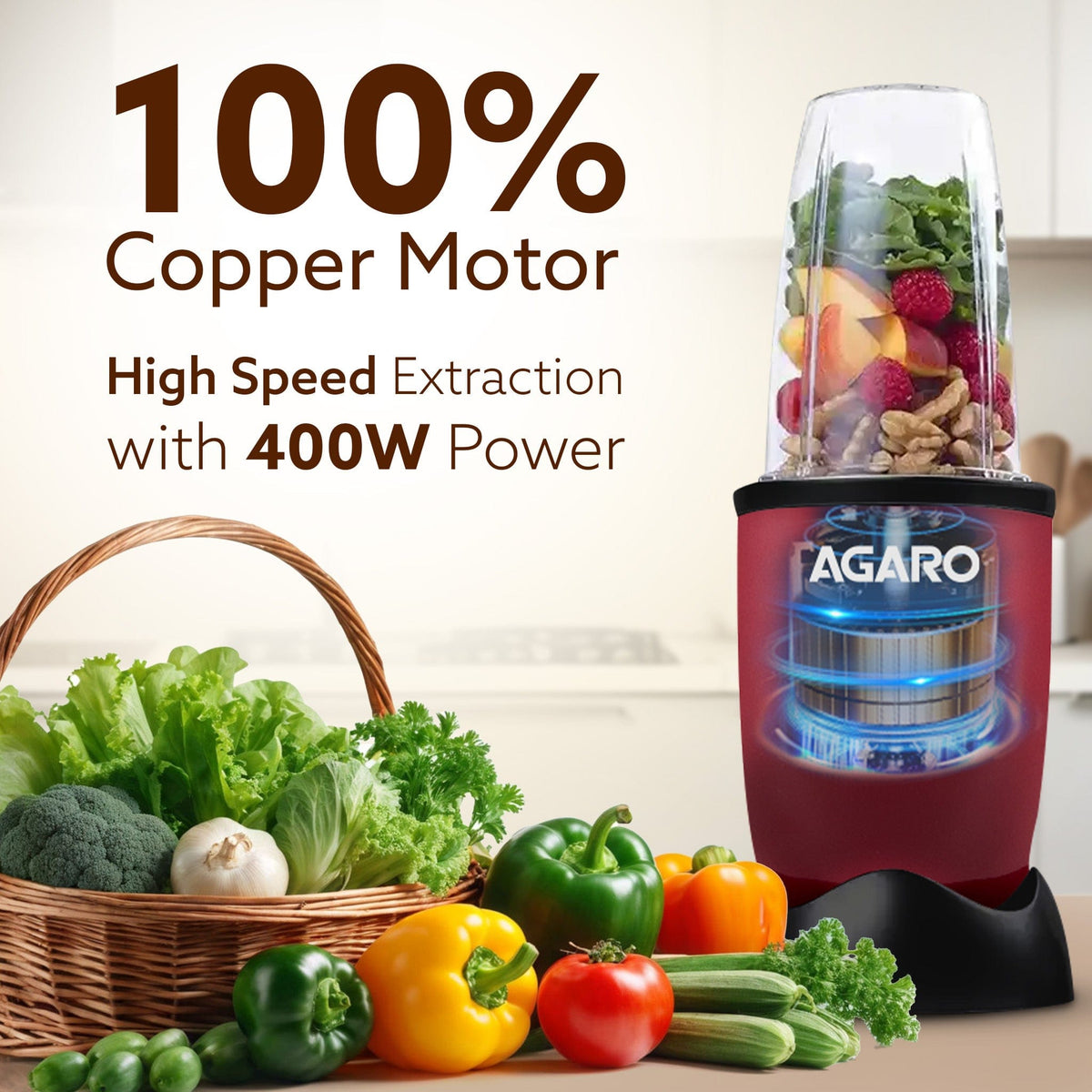 Regal Nutri Blender with 3 Jars, 400 Watts Personal Blender with 100% Copper Motor
