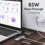 5-in-1 Type-C Multi-Port Hub, 4K@60Hz USB-C to HDMI Adapter, 85W PD Charging, 3× USB-A & USB-C 3.0 Data Ports, SD/TF Card Reader, Compatible with Type-C Devices