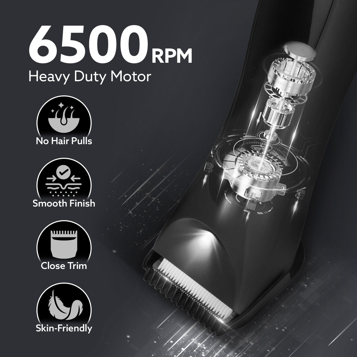 Grand Body Trimmer, For Beard, Body Shaving, 6 Length Settings, Self Sharpening Ceramic Blades, Waterproof (IPX7), Cordless, LED Torch, Dock Charging