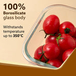 Elite Lunch Box, Set  of 3 With Lunch Bag, Square Shaped, Borosilicate Glass, Leakproof & Airtight Locking Lids, Microwave & Freezer Safe,  Office Lunch Box Set, Transparent, Set of 3 ƒ?? 320ml+320ml +320ml