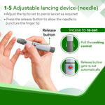 AGARO Blood Glucose Test Strips & Lancets, 50pcs each, Instant Blood Sugar Test at Home, Glucometer Machine, Blood Glucose Monitoring Device, Fast Blood Sugar Testing, Simple & Accurate, GLS-76