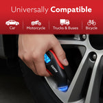 Digital Tyre Pressure Gauge, 0–150 PSI, 4 Units, Backlit LCD, Non-Slip Grip & LED Nozzle, Portable Tyre Pressure Checker for Car, Bike, Motorcycle & Truck Tyres, Red & Black
