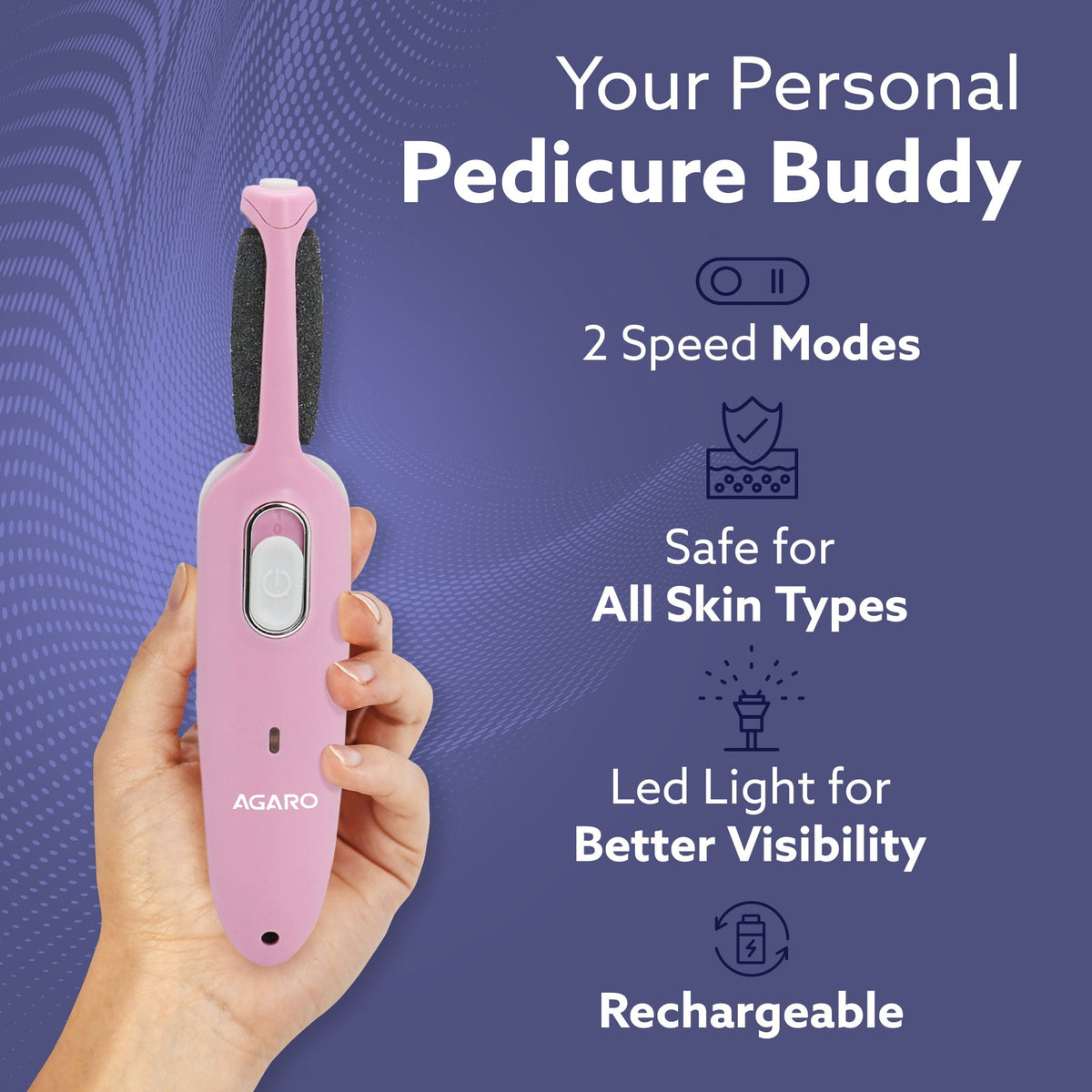 CR1717 Electric Callus Remover with 2 Replaceable Heads – Rechargeable Foot Scrubber for Dead Skin & Cracked Heels | Pedicure Machine with 120 Minutes Runtime